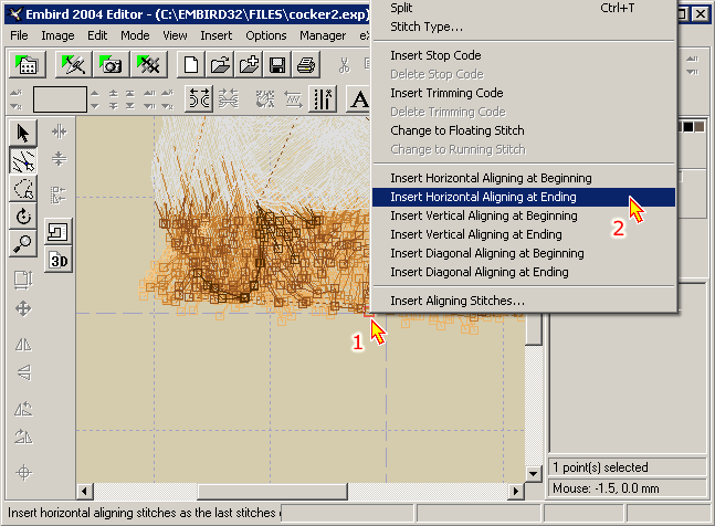 Insert horizontal aligning at ending