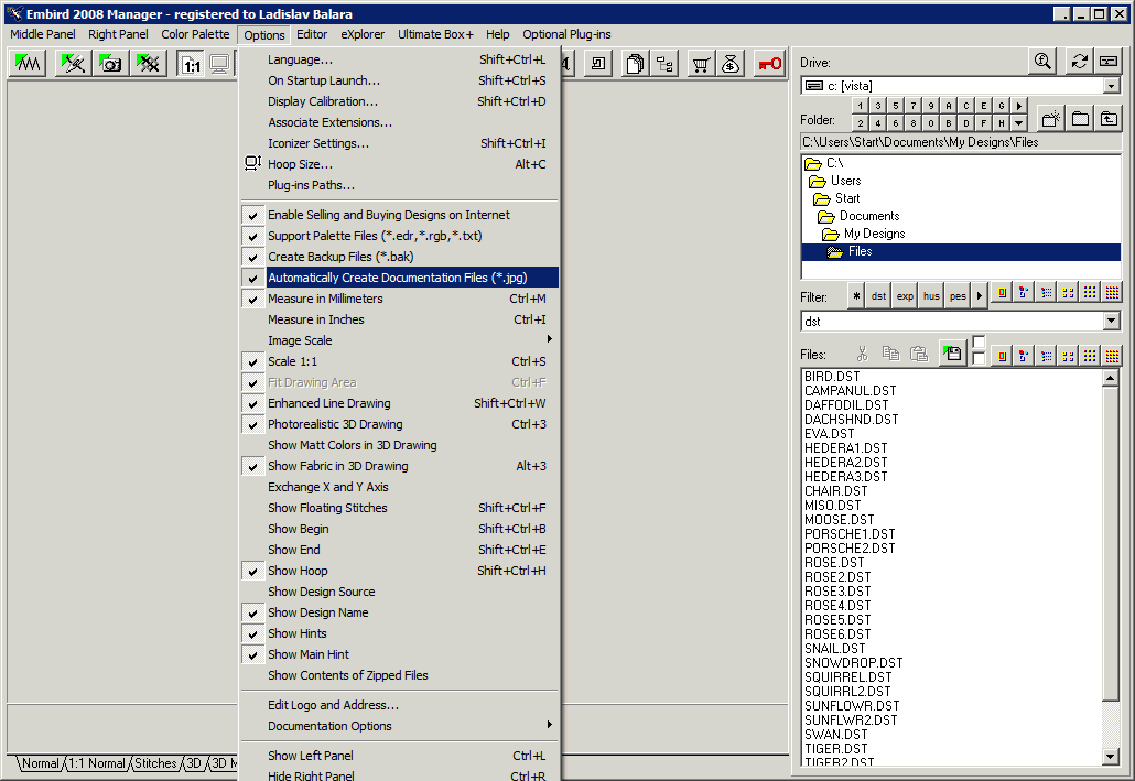 Select Options and Automatically create documentation files