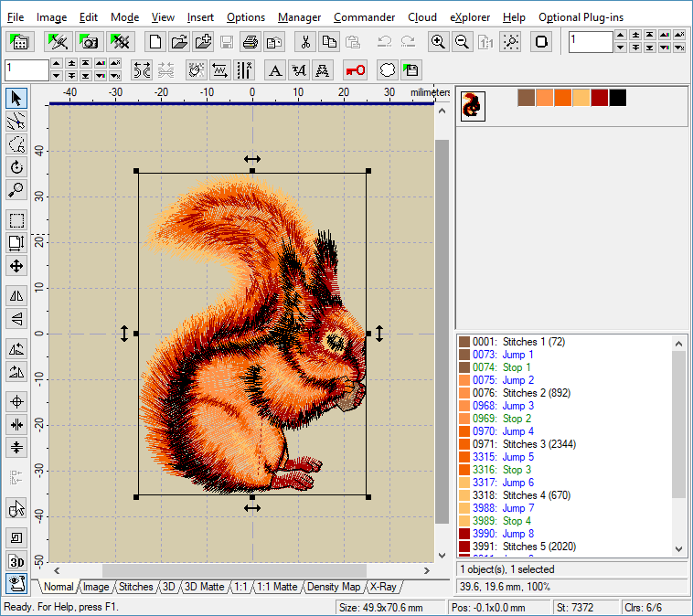 Machine Embroidery Density Chart