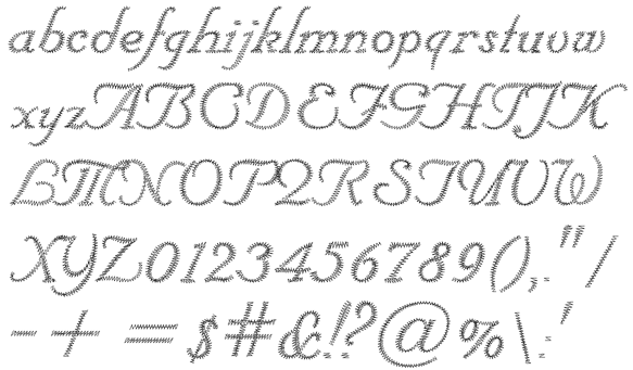 Embroidery lettering - pre-digitized alphabet 36