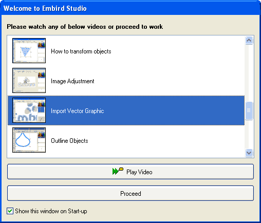 Embird Studio - Start-Up Window
