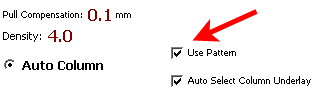 Parameters window - turn off the pattern option