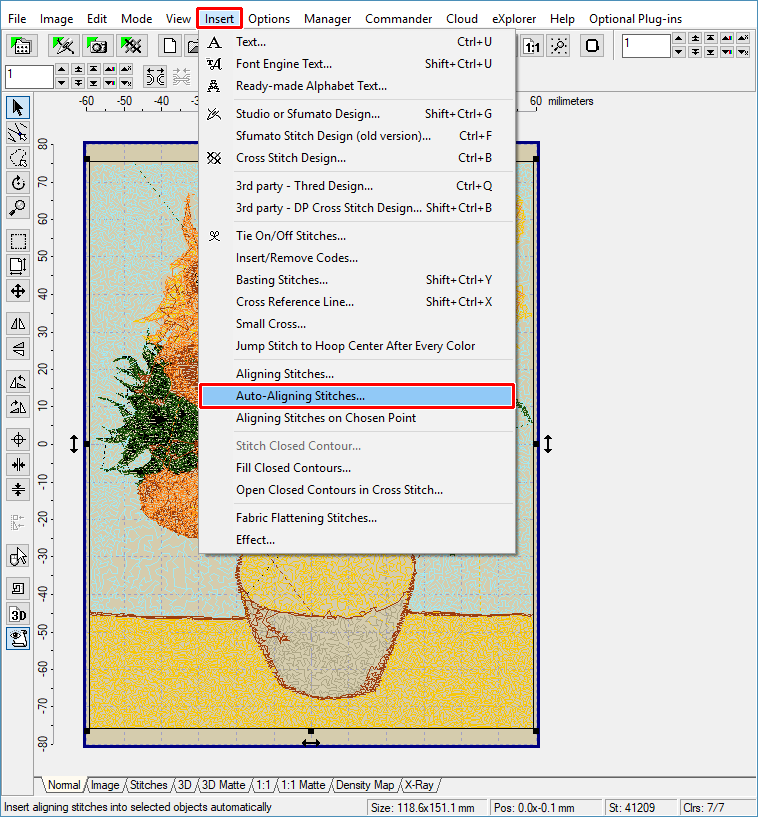 Select menu Insert > Auto-Aligning Stitches