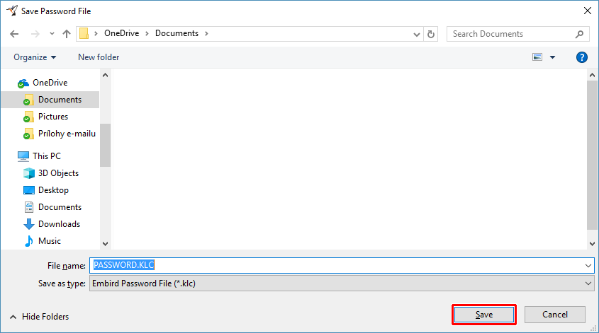 Choose back-up file location