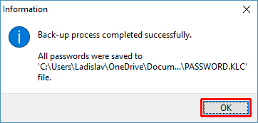 Passwords back-up completed