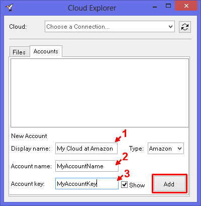 Add cloud account in the Cloud Explorer