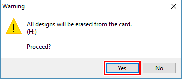 Confirm erasing of card