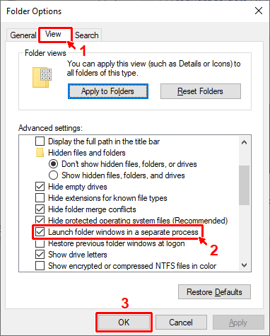 Launch folders windows in a separate process