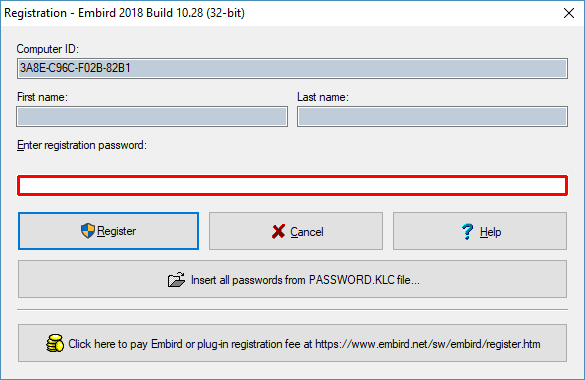 A dialog box for entering password