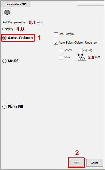 Choose Auto Column fill type