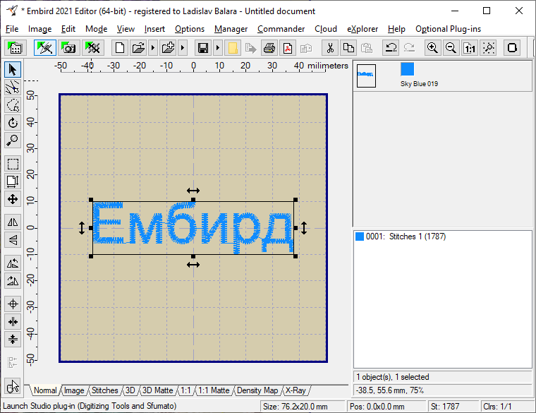 Lettering inserted into Editor