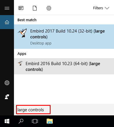 Embird Tutorial - Search for "large controls" shortcut