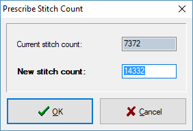 Stitch count given by current density settings