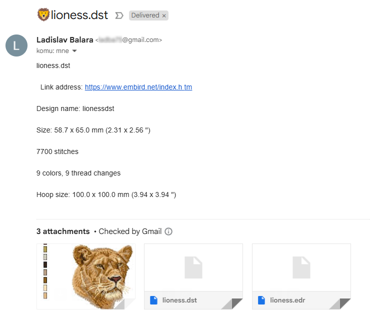 Design archived in e-mail account