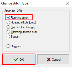 Change stitch type