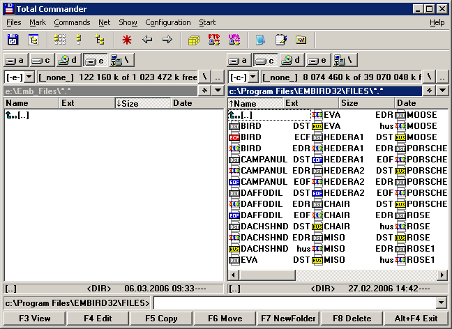 Embird Tutorial - Co-operation with Total Commander