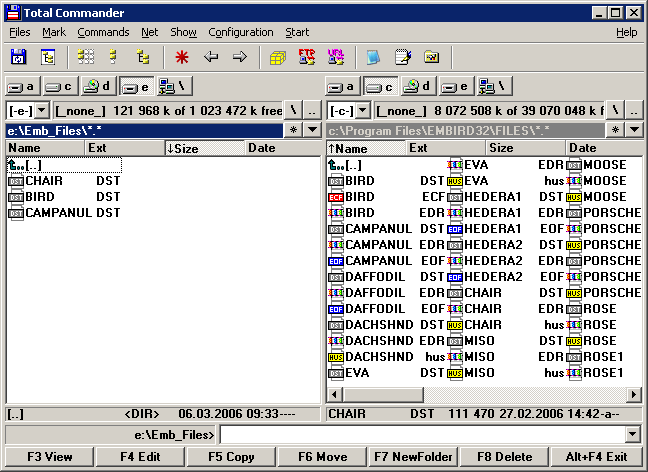 Embird Tutorial - Co-operation with Total Commander