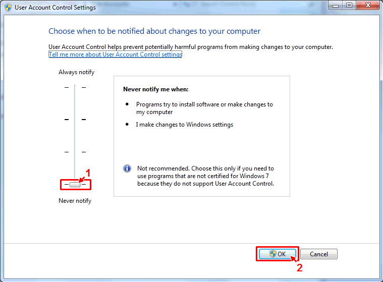 Embird Tutorial - Disabling the UAC in Windows 7