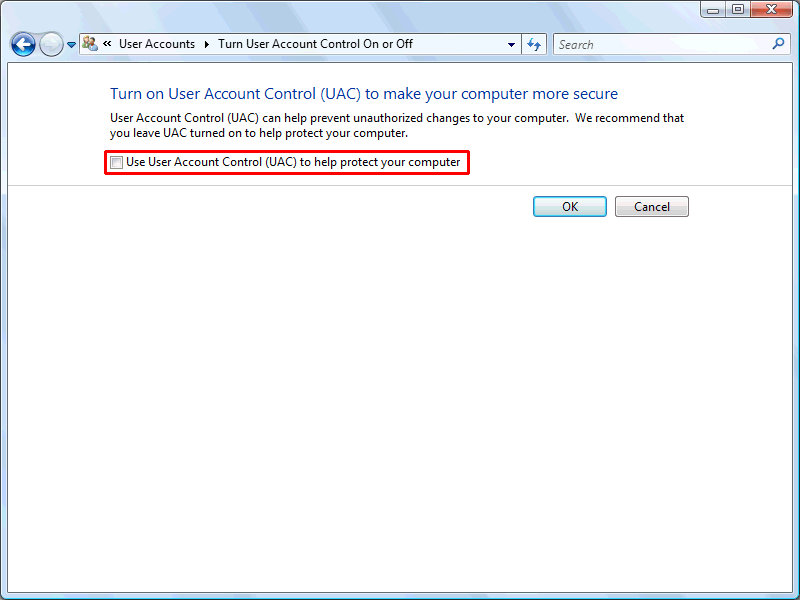 Embird Tutorial - Disabling the UAC in Windows Vista