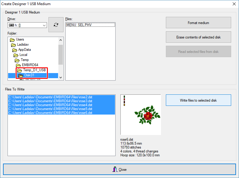 Select target virtual Disk on USB memory stick