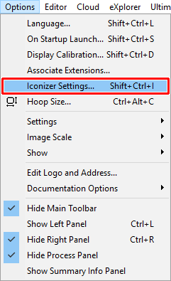 Menu "Options > Iconizer settings"