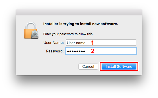 Enter your password to "Installer" to continue with installation