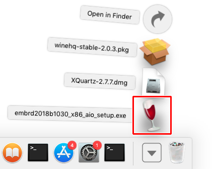 wine cant open exe mac