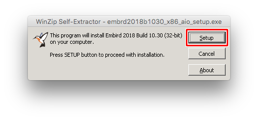 Click "Setup" button in the installer of Embird