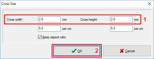 Specify cross size